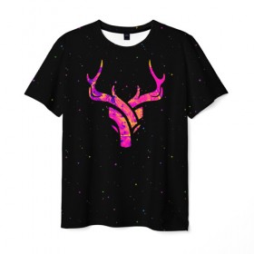 Мужская футболка 3D с принтом Deer в Петрозаводске, 100% полиэфир | прямой крой, круглый вырез горловины, длина до линии бедер | deer | minimalism | минимализм | олень