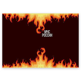 Поздравительная открытка с принтом МЧС России в Петрозаводске, 100% бумага | плотность бумаги 280 г/м2, матовая, на обратной стороне линовка и место для марки
 | мчс | огонь | пламя | пожар | пожарник | пожарный | профессия | россия