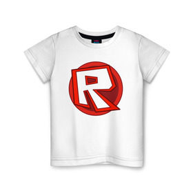 Детская футболка хлопок с принтом Roblox в Петрозаводске, 100% хлопок | круглый вырез горловины, полуприлегающий силуэт, длина до линии бедер | minecraft | roblox | игра | копатель | майнкрафт | роблокс