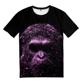 Мужская футболка 3D с принтом Обезьяна 3D в Петрозаводске, 100% полиэфир | прямой крой, круглый вырез горловины, длина до линии бедер | 3d | 3д | животное | обезьяна