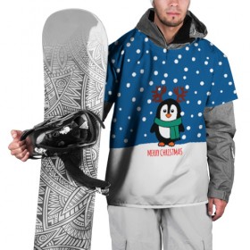 Накидка на куртку 3D с принтом Праздничный пингвинчик в Петрозаводске, 100% полиэстер |  | christmas | deer | new | pinguin | snow | snowflakes | winter | xmas | year | год | зима | новый | олень | пингвин | рождество | снег | снежинки