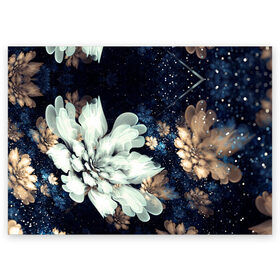 Поздравительная открытка с принтом Космические цветы в Петрозаводске, 100% бумага | плотность бумаги 280 г/м2, матовая, на обратной стороне линовка и место для марки
 | белый | звезды | космос | цветок | цветы