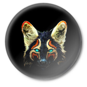 Значок с принтом Рыжий лис в Петрозаводске,  металл | круглая форма, металлическая застежка в виде булавки | Тематика изображения на принте: животное | лиса | рыжий | фыр | черный