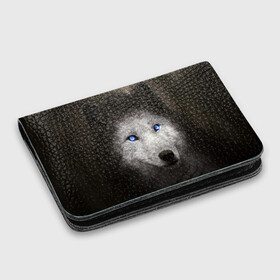 Картхолдер с принтом с принтом Голубоглазый волк в Петрозаводске, натуральная матовая кожа | размер 7,3 х 10 см; кардхолдер имеет 4 кармана для карт; | волк | глаза | охотник | серый | хищник
