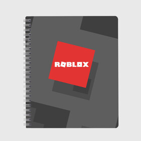 Тетрадь с принтом ROBLOX в Петрозаводске, 100% бумага | 48 листов, плотность листов — 60 г/м2, плотность картонной обложки — 250 г/м2. Листы скреплены сбоку удобной пружинной спиралью. Уголки страниц и обложки скругленные. Цвет линий — светло-серый
 | block | lego | logo | minecraft | online | oof | quest | roblocks | roblockx | roblox | studio | блок | блоки | голова | игра | игры | квест | лего | лицо | лого | логотип | майнкрафт | онлайн | роблокс | символ | студия