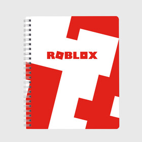 Тетрадь с принтом ROBLOX Red в Петрозаводске, 100% бумага | 48 листов, плотность листов — 60 г/м2, плотность картонной обложки — 250 г/м2. Листы скреплены сбоку удобной пружинной спиралью. Уголки страниц и обложки скругленные. Цвет линий — светло-серый
 | block | lego | logo | minecraft | online | oof | quest | roblocks | roblockx | roblox | studio | блок | блоки | голова | игра | игры | квест | лего | лицо | лого | логотип | майнкрафт | онлайн | роблокс | символ | студия