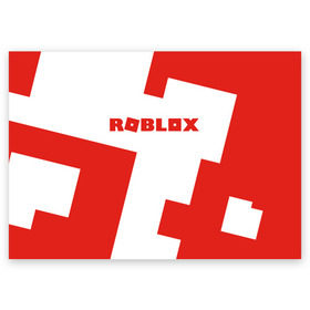 Поздравительная открытка с принтом ROBLOX Red в Петрозаводске, 100% бумага | плотность бумаги 280 г/м2, матовая, на обратной стороне линовка и место для марки
 | Тематика изображения на принте: block | lego | logo | minecraft | online | oof | quest | roblocks | roblockx | roblox | studio | блок | блоки | голова | игра | игры | квест | лего | лицо | лого | логотип | майнкрафт | онлайн | роблокс | символ | студия