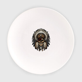 Тарелка с принтом Индеец в Петрозаводске, фарфор | диаметр - 210 мм
диаметр для нанесения принта - 120 мм | индеец | индейцы | хиппи | череп
