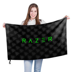 Флаг 3D с принтом RAZER в Петрозаводске, 100% полиэстер | плотность ткани — 95 г/м2, размер — 67 х 109 см. Принт наносится с одной стороны | 101 | brand | company | gamer | green | logo | mamba | naga | player | razer | rzr | snake | бренд | железо | зеленый | змея | компания | лого | рейзер | софт