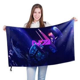 Флаг 3D с принтом Mass Effect N7 в Петрозаводске, 100% полиэстер | плотность ткани — 95 г/м2, размер — 67 х 109 см. Принт наносится с одной стороны | 