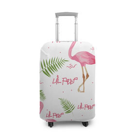 Чехол для чемодана 3D с принтом Lil Peep pink flamingo в Петрозаводске, 86% полиэфир, 14% спандекс | двустороннее нанесение принта, прорези для ручек и колес | benz truck | girls. pink | gustav hr | hip hop | lil | lil peep | peep | rap | лил | лилпип | листья | пальма | пальмы | пип | розовый | рэп | фламинго | хип хоп | эмо | эмо реп
