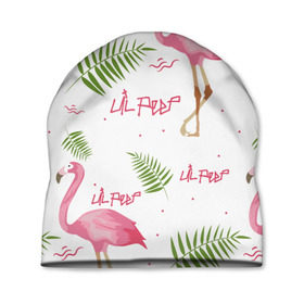 Шапка 3D с принтом Lil Peep pink flamingo в Петрозаводске, 100% полиэстер | универсальный размер, печать по всей поверхности изделия | Тематика изображения на принте: benz truck | girls. pink | gustav hr | hip hop | lil | lil peep | peep | rap | лил | лилпип | листья | пальма | пальмы | пип | розовый | рэп | фламинго | хип хоп | эмо | эмо реп