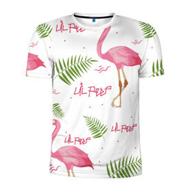 Мужская футболка 3D спортивная с принтом Lil Peep pink flamingo в Петрозаводске, 100% полиэстер с улучшенными характеристиками | приталенный силуэт, круглая горловина, широкие плечи, сужается к линии бедра | benz truck | girls. pink | gustav hr | hip hop | lil | lil peep | peep | rap | лил | лилпип | листья | пальма | пальмы | пип | розовый | рэп | фламинго | хип хоп | эмо | эмо реп