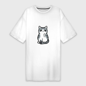 Платье-футболка хлопок с принтом I Dont Give A Meow в Петрозаводске,  |  | дерзкий | дикий | кот | котенок | котик | котэ | кошечка | лапочка | милашка | милота | милый | мимими | мяу | полосатый