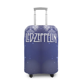 Чехол для чемодана 3D с принтом Новогодний Led Zeppelin в Петрозаводске, 86% полиэфир, 14% спандекс | двустороннее нанесение принта, прорези для ручек и колес | 