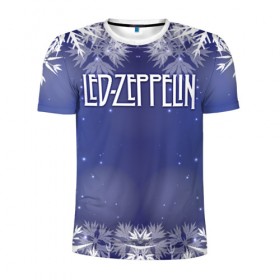 Мужская футболка 3D спортивная с принтом Новогодний Led Zeppelin в Петрозаводске, 100% полиэстер с улучшенными характеристиками | приталенный силуэт, круглая горловина, широкие плечи, сужается к линии бедра | 
