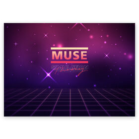 Поздравительная открытка с принтом Muse: Simulation Theory в Петрозаводске, 100% бумага | плотность бумаги 280 г/м2, матовая, на обратной стороне линовка и место для марки
 | alternative | music | retro | rock | simulation | theory | альбом | альтернатива | альтернативная | беллами | музыка | мьюз | мэтью | ретро | рок