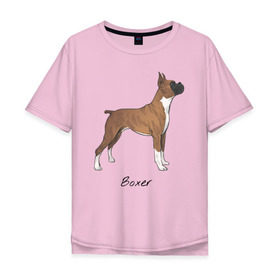 Мужская футболка хлопок Oversize с принтом Немецкий Боксер в Петрозаводске, 100% хлопок | свободный крой, круглый ворот, “спинка” длиннее передней части | boxer | dog | боксёр | собака | собака боксер | собаки