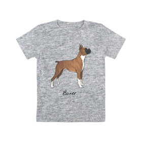 Детская футболка хлопок с принтом Немецкий Боксер в Петрозаводске, 100% хлопок | круглый вырез горловины, полуприлегающий силуэт, длина до линии бедер | boxer | dog | боксёр | собака | собака боксер | собаки