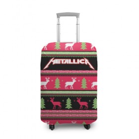 Чехол для чемодана 3D с принтом Новогодняя Metallica в Петрозаводске, 86% полиэфир, 14% спандекс | двустороннее нанесение принта, прорези для ручек и колес | 