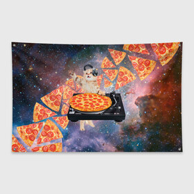 Флаг-баннер с принтом Кот Диджей в Петрозаводске, 100% полиэстер | размер 67 х 109 см, плотность ткани — 95 г/м2; по краям флага есть четыре люверса для крепления | cat | cosmos | dj | fast | fastfood | food | meme | party | pizza | space | вечеринка | диджей | еда | космос | кошак | кошка | мем | пицца | фастфуд