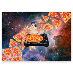 Поздравительная открытка с принтом Кот Диджей в Петрозаводске, 100% бумага | плотность бумаги 280 г/м2, матовая, на обратной стороне линовка и место для марки
 | cat | cosmos | dj | fast | fastfood | food | meme | party | pizza | space | вечеринка | диджей | еда | космос | кошак | кошка | мем | пицца | фастфуд