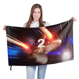 Флаг 3D с принтом Destiny 2 в Петрозаводске, 100% полиэстер | плотность ткани — 95 г/м2, размер — 67 х 109 см. Принт наносится с одной стороны | 