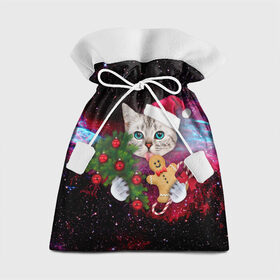 Подарочный 3D мешок с принтом astro cat в Петрозаводске, 100% полиэстер | Размер: 29*39 см | Тематика изображения на принте: art | cat | new year | pizza | space | абстракция | еда | ёлка | звезды | киса | космос | кот | кот в космосе | кот с едой | котенок | котик | кошка | новый год | пицца | праздник | рождество | шапка