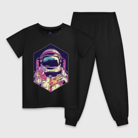 Детская пижама хлопок с принтом Космонавт с Едой в Петрозаводске, 100% хлопок |  брюки и футболка прямого кроя, без карманов, на брюках мягкая резинка на поясе и по низу штанин
 | астронавт | в космосе | галактика | еда | звезды | космонавт | космос | пицца | пончик