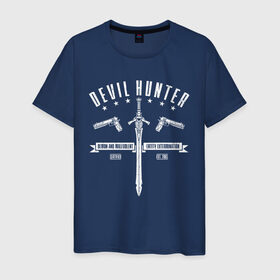 Мужская футболка хлопок с принтом Devil Hunter в Петрозаводске, 100% хлопок | прямой крой, круглый вырез горловины, длина до линии бедер, слегка спущенное плечо. | 
