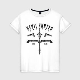 Женская футболка хлопок с принтом Devil hunter в Петрозаводске, 100% хлопок | прямой крой, круглый вырез горловины, длина до линии бедер, слегка спущенное плечо | 