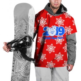Накидка на куртку 3D с принтом HAPPY NEW YEAR 2019 в Петрозаводске, 100% полиэстер |  | christmas | new year | pig | snow | год свиньи | ёлка | зима | кабан | каникулы | новогодний паттерн | новый год | праздник | рождество | свинья | снег | снежинки