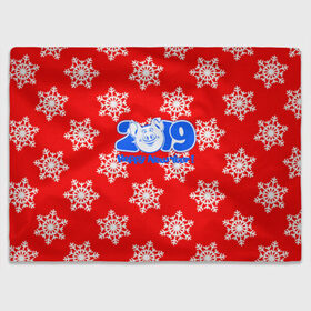 Плед 3D с принтом HAPPY NEW YEAR 2019 в Петрозаводске, 100% полиэстер | закругленные углы, все края обработаны. Ткань не мнется и не растягивается | christmas | new year | pig | snow | год свиньи | ёлка | зима | кабан | каникулы | новогодний паттерн | новый год | праздник | рождество | свинья | снег | снежинки
