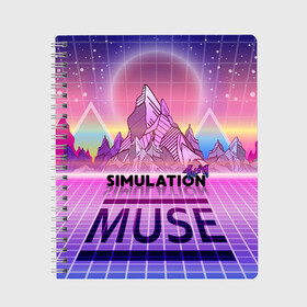 Тетрадь с принтом Simulation Theory Muse в Петрозаводске, 100% бумага | 48 листов, плотность листов — 60 г/м2, плотность картонной обложки — 250 г/м2. Листы скреплены сбоку удобной пружинной спиралью. Уголки страниц и обложки скругленные. Цвет линий — светло-серый
 | matthew bellamy | muse | simulation theory | мьюз | мэт бэллами | мэтью беллами