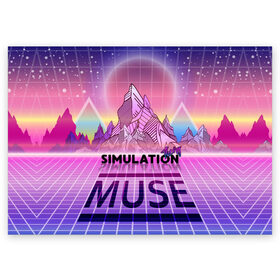 Поздравительная открытка с принтом Simulation Theory. Muse в Петрозаводске, 100% бумага | плотность бумаги 280 г/м2, матовая, на обратной стороне линовка и место для марки
 | Тематика изображения на принте: matthew bellamy | muse | simulation theory | мьюз | мэт бэллами | мэтью беллами