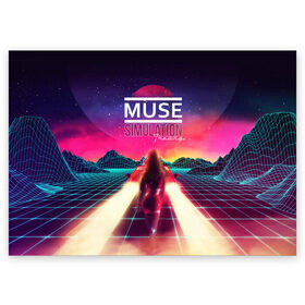 Поздравительная открытка с принтом Muse / Simulation Theory в Петрозаводске, 100% бумага | плотность бумаги 280 г/м2, матовая, на обратной стороне линовка и место для марки
 | Тематика изображения на принте: matthew bellamy | muse | simulation theory | мьюз | мэт бэллами | мэтью беллами