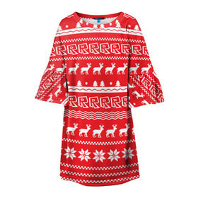 Детское платье 3D с принтом Новогодний Roblox в Петрозаводске, 100% полиэстер | прямой силуэт, чуть расширенный к низу. Круглая горловина, на рукавах — воланы | dynablocks | roblox | блоки | вселенная | герои | год | кубики | новый | роблокс | снег | снежинки | узор