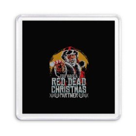 Магнит 55*55 с принтом Red Dead Christmas в Петрозаводске, Пластик | Размер: 65*65 мм; Размер печати: 55*55 мм | christmas | dead | gamer | john | marston | new | rdr | red | redemption | rockstar | shooter | western | xmas | year | вестерн | джон | марстон | рождество | шутер