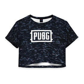 Женская футболка 3D укороченная с принтом PUBG в Петрозаводске, 100% полиэстер | круглая горловина, длина футболки до линии талии, рукава с отворотами | 