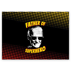 Поздравительная открытка с принтом Stan Lee: Father of Superhero в Петрозаводске, 100% бумага | плотность бумаги 280 г/м2, матовая, на обратной стороне линовка и место для марки
 | avengers | father | hero | hulk | iron | lee | man | stan | stan lee | stanlee | superhero | thor | анти | герой | железный | комиксы | лии | мстители | отец | стен | стенли | стэн ли | супер | супергероев | тор | халк | человек