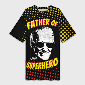 Платье-футболка 3D с принтом Stan Lee: Father of Superhero в Петрозаводске,  |  | avengers | father | hero | hulk | iron | lee | man | stan | stan lee | stanlee | superhero | thor | анти | герой | железный | комиксы | лии | мстители | отец | стен | стенли | стэн ли | супер | супергероев | тор | халк | человек