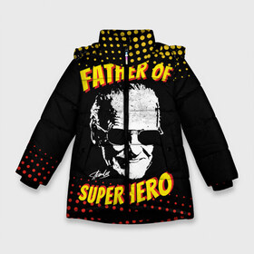 Зимняя куртка для девочек 3D с принтом Stan Lee Father of Superhero в Петрозаводске, ткань верха — 100% полиэстер; подклад — 100% полиэстер, утеплитель — 100% полиэстер. | длина ниже бедра, удлиненная спинка, воротник стойка и отстегивающийся капюшон. Есть боковые карманы с листочкой на кнопках, утяжки по низу изделия и внутренний карман на молнии. 

Предусмотрены светоотражающий принт на спинке, радужный светоотражающий элемент на пуллере молнии и на резинке для утяжки. | avengers | father | hero | hulk | iron | lee | man | stan | stan lee | stanlee | superhero | thor | анти | герой | железный | комиксы | лии | мстители | отец | стен | стенли | стэн ли | супер | супергероев | тор | халк | человек
