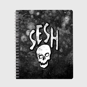 Тетрадь с принтом SESH Team (Bones) в Петрозаводске, 100% бумага | 48 листов, плотность листов — 60 г/м2, плотность картонной обложки — 250 г/м2. Листы скреплены сбоку удобной пружинной спиралью. Уголки страниц и обложки скругленные. Цвет линий — светло-серый
 | bones | boy | dead | deadboy | elmo | hdmi | hip | hop | kennedy | metal | rap | rapper | scream | sesh | seshollowaterboyz | skull | team | кеннеди | кости | костя | метал | рэп | рэпер | сеш | скрим | сэш | хип | хоп | череп | элмо