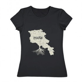 Женская футболка хлопок с принтом Армянские корни в Петрозаводске, 100% хлопок | прямой крой, круглый вырез горловины, длина до линии бедер, слегка спущенное плечо | 