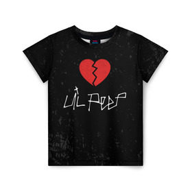 Детская футболка 3D с принтом Lil Peep Broken Heart в Петрозаводске, 100% гипоаллергенный полиэфир | прямой крой, круглый вырез горловины, длина до линии бедер, чуть спущенное плечо, ткань немного тянется | broken | dead | heart | lil | lil peep | lilpeep | music | peep | pump | rap | rapper | red | rip | густав | красное | лил | лил пип | лилпип | мертв | память | пип | разбитое | рип | рэп | рэпер | сердечко | сердце | умер | эмо