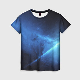 Женская футболка 3D с принтом Космос в Петрозаводске, 100% полиэфир ( синтетическое хлопкоподобное полотно) | прямой крой, круглый вырез горловины, длина до линии бедер | galaxy | nebula | space | star | абстракция | вселенная | галактика | звезда | звезды | космический | планеты