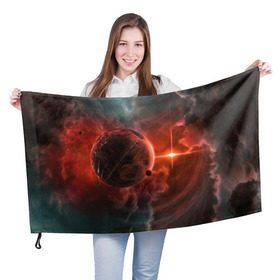 Флаг 3D с принтом Планета в космосе в Петрозаводске, 100% полиэстер | плотность ткани — 95 г/м2, размер — 67 х 109 см. Принт наносится с одной стороны | galaxy | nebula | space | star | абстракция | вселенная | галактика | звезда | звезды | космический | планеты