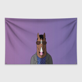 Флаг-баннер с принтом БоДжек в Петрозаводске, 100% полиэстер | размер 67 х 109 см, плотность ткани — 95 г/м2; по краям флага есть четыре люверса для крепления | bojack | horseman | боджек | конь | очки