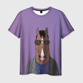 Мужская футболка 3D с принтом БоДжек в Петрозаводске, 100% полиэфир | прямой крой, круглый вырез горловины, длина до линии бедер | bojack | horseman | боджек | конь | очки