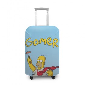 Чехол для чемодана 3D с принтом Гомер в Петрозаводске, 86% полиэфир, 14% спандекс | двустороннее нанесение принта, прорези для ручек и колес | gomer | simpsons | барбекю | гомер | симпсон